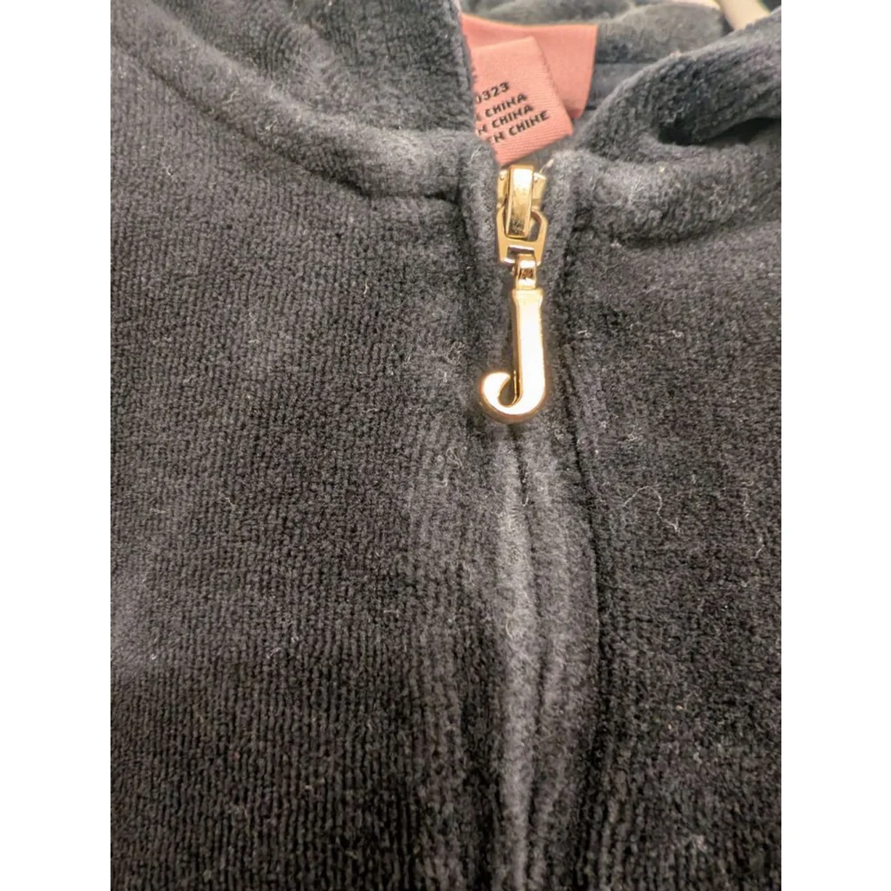 Girls Juicy Couture Black Velour Zip-Up Hoodie 2T with Rhinestones bling